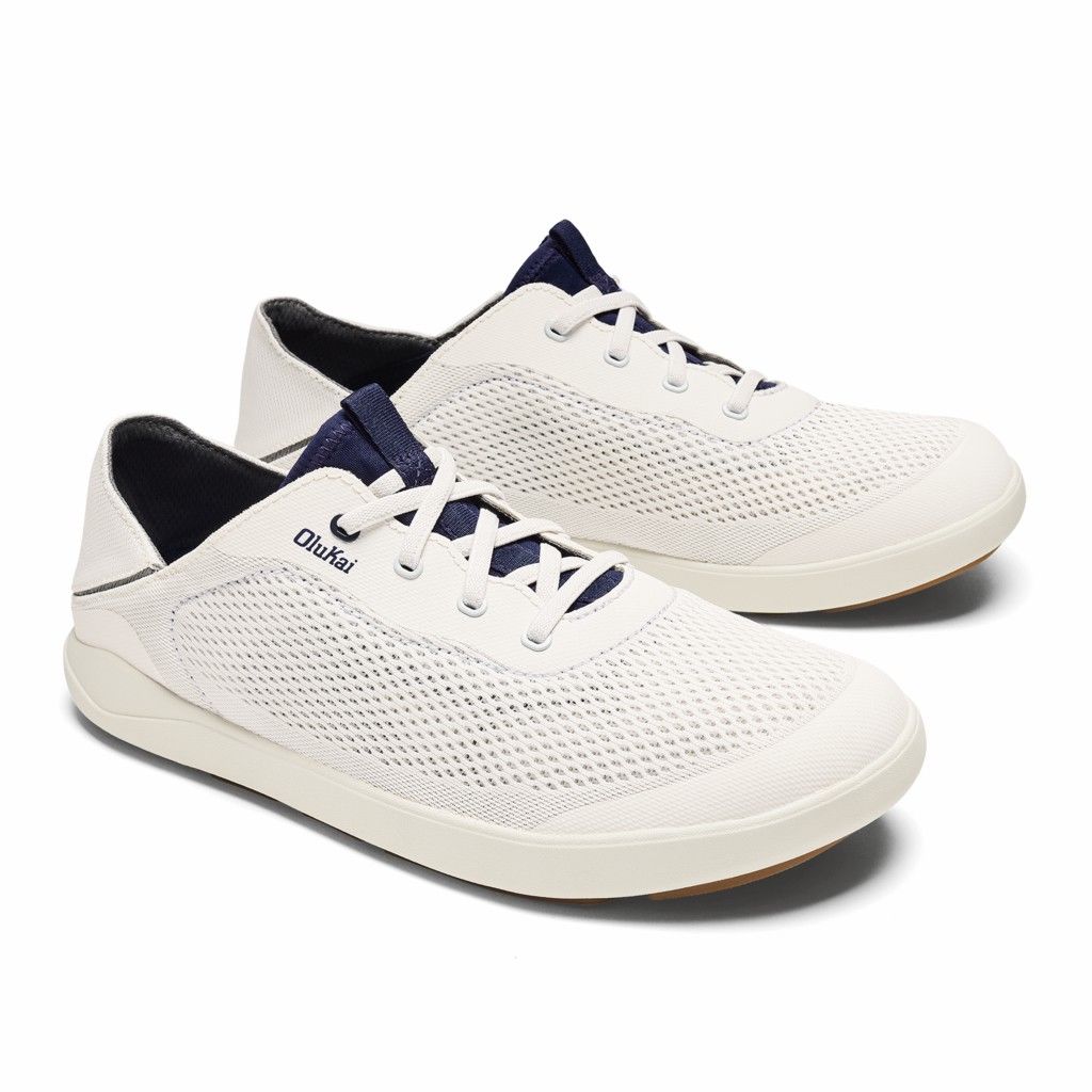 Olukai Men's Moku Pae Sneaker - Bright White / Pacifica US384-610